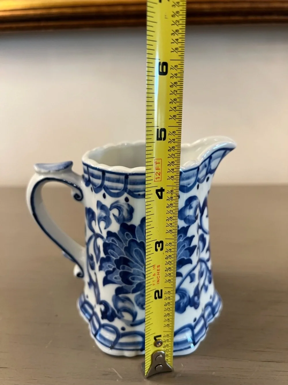 Andrea By Sadek Blue Mum Creamer Ceramic Blue & White Small Pitcher Vintage